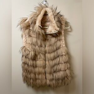 Alice + Olivia Knitted Fur Vest, Rabbit and Raccoon, Beige and Grey, Large